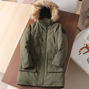 Men's Down Parkas Top quality men's down jacket thickened big fur collar midlength down jacket solid color parka winter jacket 221208