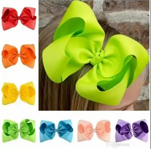 20 Colors Party Favor Candy Color 8 Inch Baby Ribbon Bow Hairpin Clips Girls Large Bowknot Barrette Kids Hairbows Kids Hair Accessories Wholesale