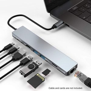 8-IN-1 USB C Hub Type-C Adapter Docking Station Multiport With 4K HD RJ45 Ethernet 2.0 PD Charging Port For PC on Sale