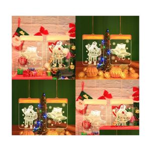 Decora￧￵es de Natal L￢mpada de tema de Natal da casa String Papai Noel Padr￣o Led Fam￭lia Interior decorar Energy Saving 3D colorido dhni6