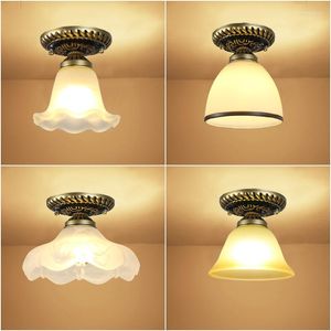 Ceiling Lights Flower Lamp Hallway Aisle Balcony Porch Hole Decoration Simple Household American Retro European Style