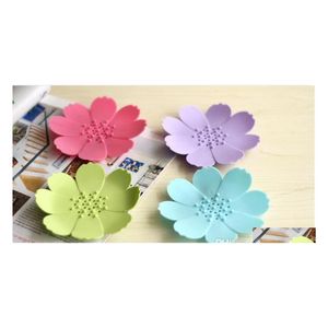 Soap Dishes Sile Soap Dish 3D Mini Flower Shape Soaps Holder Non Slip Home Badrum Artiklar MTI F￤rg SN2581 Drop Leverans Garden B DH9A1