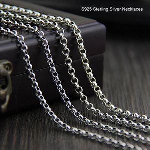 S925 Sterling Silver Catena Vintage Thai Silver Necklace O Chains for Men Women Fine Jewelry 3 5mm 4mm 45cm-80cm2481