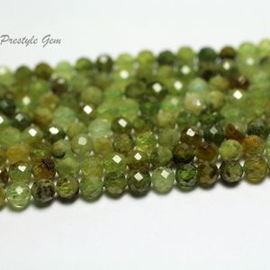 Beaded Necklaces Meihan 2 strandsset natural 4mm Green Garnet faceted round loose stone beads for jewelry making design DIY bracelet necklace 221207