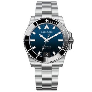 Agelocer New Men's Automatic Watch10ATM耐水性シーブルーオートマチックダイバーズスポーツメンズリストウォッチReloj Hombre 2022