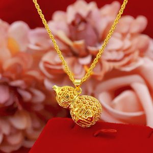 Topbling Hollow Gourd Pingente Colar Gold Bated China Fu Girls Women Jewelry Gift