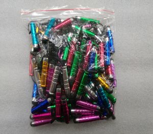 100 st Universal Short Plastic Stylus Pen f￶r kapacitiv peksk￤rm Tablett PC PDA Smarta mobiltelefoner med dammproppar Blanda f￤rg till2956244