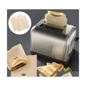 Baking Pastry Tools Ptfe Sandwich Toasters Bread Cake Bag Reusable Non Stick Baking Barbecue Microwave Oven Fries Heating Bbq Bags Dhahy