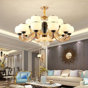 Chandeliers European-Style Dust-Proof Lamp Living Room Crystal Simple And Atmospheric Household Duplex Building Restaurant Chandelier