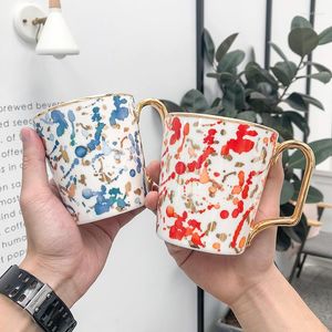 Muggar ins nordisk stil guldhandtag keramisk kaffekopp kreativ lyx affärskontor mugg enkel hemmjölk dricka te