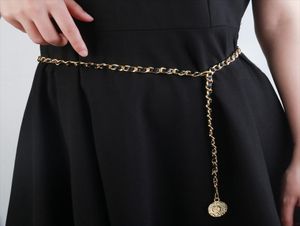 Kobiety złote łańcuchy pasy projektanci mody Pasek Link luksusowy pasek damski litera klamra łańcucha talii spódnica metalowa Ceint5372060