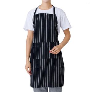 Schürzen Schürze Frauen Männer 2022 Gestreift Mit Tasche Unisex Plaid Lange Kochen Für Catering Haushalt Reinigung Werkzeuge Zubehör