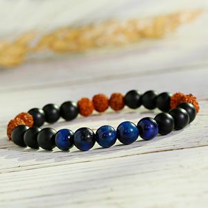 Strand Ethnic Vajra Bodhi Rudraksha Yoga Armband Homme Tibetan Meditation Tiger Eye Stone P￤rlor Mala