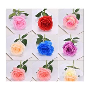 Decorative Flowers Wreaths Artificial Rose Flower Real Touch Fake Roses Long Stem Wedding Bouquet For Home Garden Office Decoratio Dhbqc