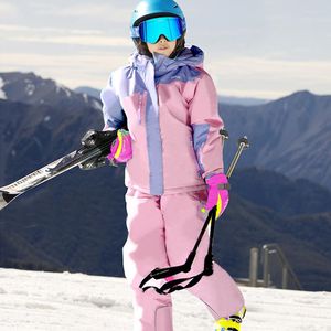 Kayak ceketleri kar snowboard ceket kapşonlu çocuklar su geçirmez sıcak spor açık çocuk bebek kız kız dağ kayak palto dış giyim rüzgar geçirmez