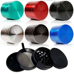 40mm 50mm 55mm 63mm Diameter Metal Herb Grinder 4 Layer Zinc Tobacco Grinders Magentic Chamfered Side Concave Designed 6 Colors Grinder