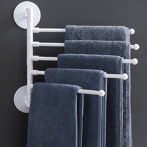 Bath Accessory Set Multi bar Towel Rack Wall Mounted Rotating Punch free 180 Degree room Hanger Holder Stand Multifunctional Tools 221207
