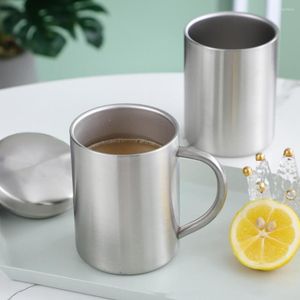 Mugs 200ml/300ml/400ml/500ml Water Mug With Handle Double-Deck Stainless Steel Travel Termo Cup For Home Office Coffee