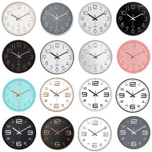 Wall Clocks 10/12 Inch Modern Pointer Clock Battery Powered Silent Living Room Bedroom Office Decoration Punch-free Digital Scale Watch