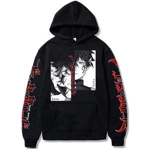 Herrtröjor tröjor anime svart klöver asta tryckt hoodie streetwear pullover för kvinnor och män 221208