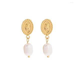 Stud Earrings Yoiumit Stainless Steel Earring For Women Gold Freshwater Pearl Coin Rose Cameo Dangle Fashion And Versatile Earr Party