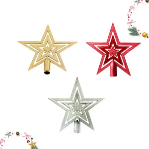 Noel Süslemeleri 3 PCS Ağaç Pentagram Kolye Ev Partisi Festivali İçin Beş Dikkatli Plastik Yıldız Topper Süslemesi