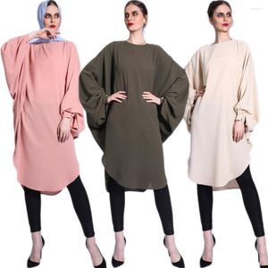 Ethnic Clothing Turkey Abaya Kaftan Women Loose Midi Dress Muslim Batwing Sleeve Oversize Caftan Turkish Malaysia Islamic Arabic Jilbab