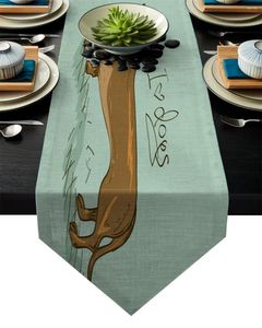 Panno da tavolo per cognometro cupshund cartoni animati cartoni animati moderni cubetti cucina cucina corridore arredamento rustico rustico