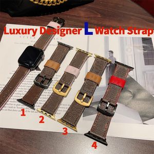 Designer L Apple Watch Armband 45mm 42mm 38mm 40mm 44mm iwatch Bänder Lederriemen Armband Mode Blume weiß quadratisch Armband iwatch