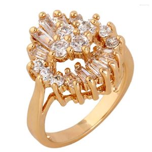 Обручальные кольца роскошное кубическое циркониевое кольцо для женщин -девочек Обручание австрийские кристаллы цветочные классические украшения высшее качество