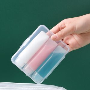 Liquid Soap Dispenser 3pcs Soft Tube Squeeze Travel Bottle Set Empty Jar For Cosmetics Cleanser Shampoo Gel Portable With Storage Box Container 221207