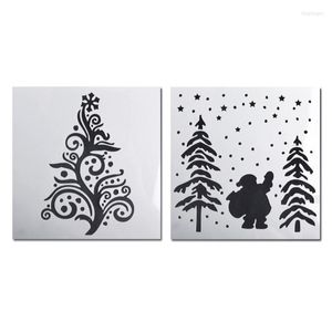 Baking Tools 2 Pieces Xmas Tree Stencils Drawing Templates Washable Christmas Gift For Kids