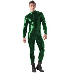 CATSUIT-kostymer plus storlek S-6XL män Wetlook PVC Bodycon Jumpsuit Front Zipper Zentai Long Sleeve Cosplay Halloween Performance Costume