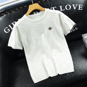 2022 Novo pequeno bordado de abelhas masculinas masculino de manga curta moda moda moda de camiseta de camiseta de camiseta