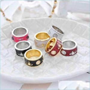 Vivi Ring Tide Brand VW Classic Enamel Color Band Rings Men and Women Punk Hip Hop Accessories高品質の宝石DH4ZVを販売するバンドリング