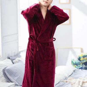 Herren-Nachtwäsche, Herren-Bademantel, Flanell, männlich, verdickter Turndown-Kragen, Robe, Nachthemd