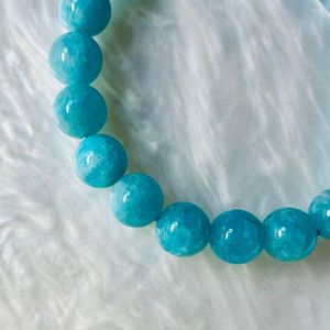 Strand Zhen-D smycken naturlig Amazonite Gemstone Green Blue Gentle 10mm runda p￤rlor armband charmsten underbar g￥va till man kvinna