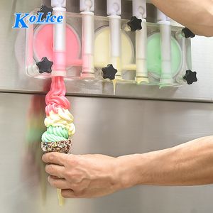 Gratis frakt till dörr USA etl ce kök gelato yoghurt cappuccino 5 smaker golvstativ mjuk server glass maskin