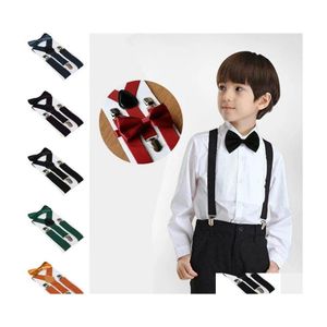 Outras festa festivas fornecem crianças infantil cinturão de caça -raicá Soild Color Kid Party Suspenders com gravata borboleta de meninos ajustáveis ​​clipe dhtpn