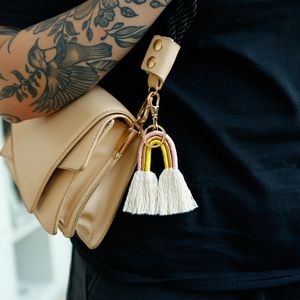 UPDATE Fashion Women Boho Rainbow Tassel Key Ring Bag Hangs Gold Keychain Holder Jewelry Gift