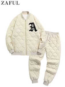 メンズトラックスーツZaful for Men Letter Embroideryジッパー野球ジャケット付き2ピースビームフィートスウェットパンツスーツ221208