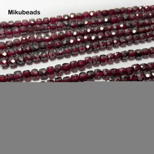 Naszyjniki z koralikami Hurtownia Naturalne 4 mm-0,2 Czerwony Garnet kwadratowe luźne koraliki do biżuterii robienie majsterkowiczów Naszyjnik Mikubeads 221207