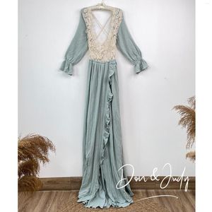 Vestidos casuais Donjudy Bohemian Boho Wedding Maternidade Praia A linha de algodão sem costas Vestido de noiva grávida Vestidos 2022