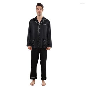 Herren-Nachtwäsche, 22 Momme, dicker, echter Seidenpyjama, Herren-Mulberry-Langarmhose, Set für zu Hause