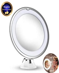 Miroir de vanité de maquillage 10X avec des lumières LED GAGNIFICATION COSMÉTIQUE PORTABLE ÉCLAIRAGE POUR LA DOUCHE DE SALLE DE SALLE DE Table