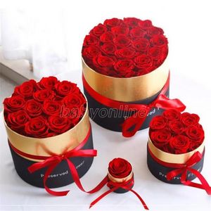 Quente Eternal Rose in Box Preservou Real Rose Flowers With Box Set Romantine Valentines Day Gifts O melhor presente do Dia das Mães FY4613 TT1209