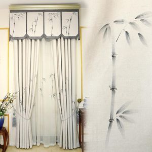 Curtain Bamboo Shadow Ink Painting Hand-painted Chinese Living Room Bedroom High-grade Cotton And Linen Full Blackout