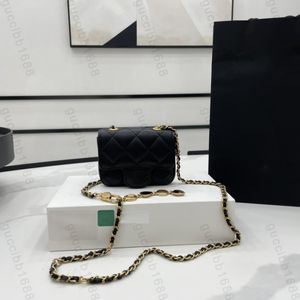 10A Mini Bolsa de Cintura Quadrada de Qualidade Superior Designers de Luxo Bolsa Acolchoada de Couro Real de Cordeiro Carteira Feminina com Corrente Bolsa de Ombro Alça Transversal Bolsa Caixa Preta