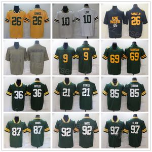 Football 69 David Bakhtiari Jerseys 26 Darnell Savage 10 Love 9 Christian Watson 21 Eric Stokes 36 LeRoy Butler 87 Romeo Doubs Robert Tonyan Kenny Clark Reggie White