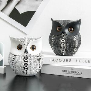 Decorative Objects Figurines Nordic Creative Wave Point Resin Owl Ornaments Bedroom Porch Desktop Office Personalized Crafts Decoration 221208